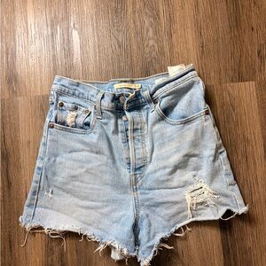 Levi's Light Blue High Waist Distressed Shorts